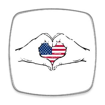 Drapeau des États-Unis en forme de coeur utilisé - Magnet carré - blanc - Devant