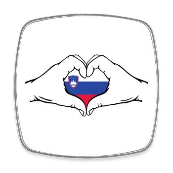 Slowenien Flagge Herzform - Viereckiger Kühlschrankmagnet - Weiß - Vorne