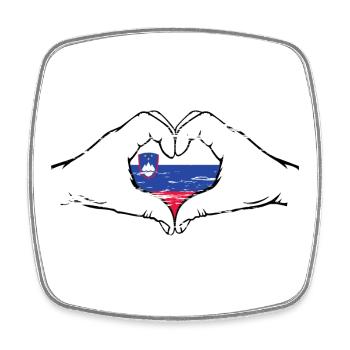 Slowenien Flagge Herzform used - Viereckiger Kühlschrankmagnet - Weiß - Vorne