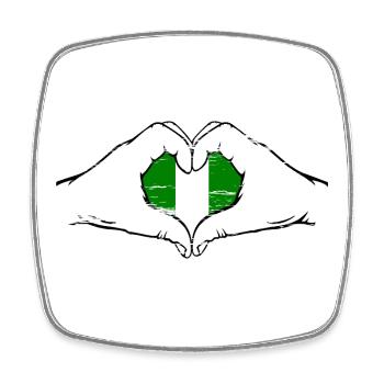 Nigeria Flag Heart Shape Used - Square fridge magnet - white - Front