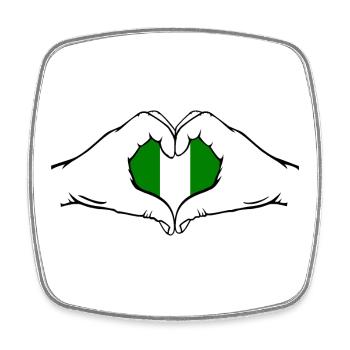 Drapeau du Nigeria en forme de coeur - Magnet carré - blanc - Devant