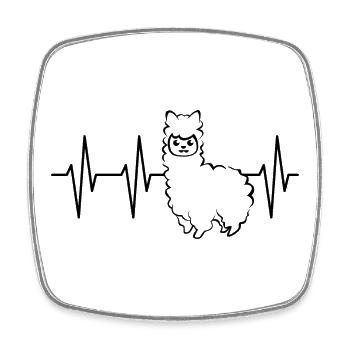 pulse heartbeat ekg alpaca alpacas animals comic cute - Square fridge magnet - white - Front