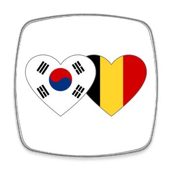 Südkorea Belgien Flagge Herz - Viereckiger Kühlschrankmagnet - Weiß - Vorne