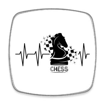 Schach knight flagge puls Herzschlag Pferd Symbol - Viereckiger Kühlschrankmagnet - Weiß - Vorne