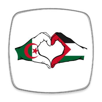 Algerien Palästina Herzform mit Hände - Viereckiger Kühlschrankmagnet - Weiß - Vorne