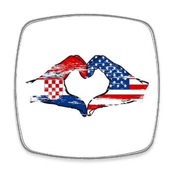 Croatie USA forme de coeur avec les mains utilisées - Magnet carré - blanc - Devant