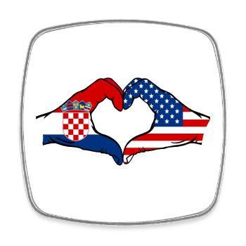 Croatia USA heart shape with hands - Square fridge magnet - white - Front