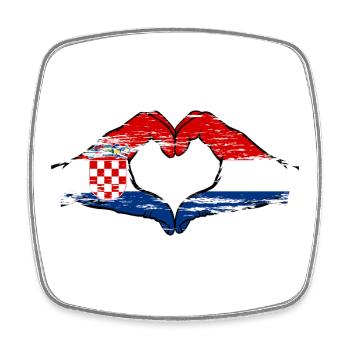 Croatia Holland Heart Shape with Hands Used - Square fridge magnet - white - Front