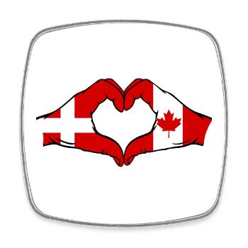 Danemark Canada en forme de coeur avec les mains - Magnet carré - blanc - Devant