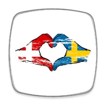 Dänemark Schweden Herzform mit Hände used - Viereckiger Kühlschrankmagnet - Weiß - Vorne