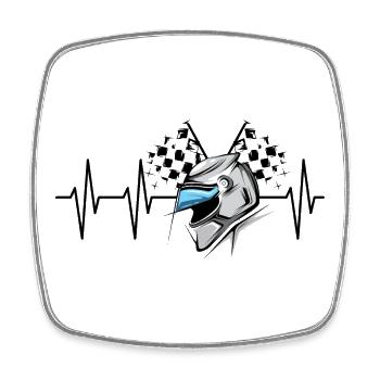 Casque de course Pulse Motorsport Heartbeat Symbol Casque - Magnet carré - blanc - Devant