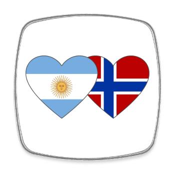 Argentine Norvège Drapeau Coeur - Magnet carré - blanc - Devant
