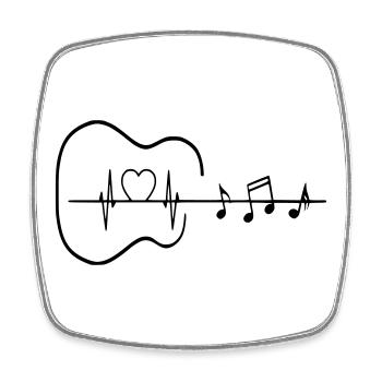 Gitarre mit Herzschlag und Noten * - Viereckiger Kühlschrankmagnet - Weiß - Vorne