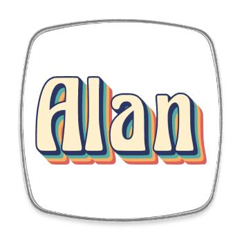 Alan T-Shirt Retro Vintage T-Shirt Geschenkidee - Viereckiger Kühlschrankmagnet - Weiß - Vorne