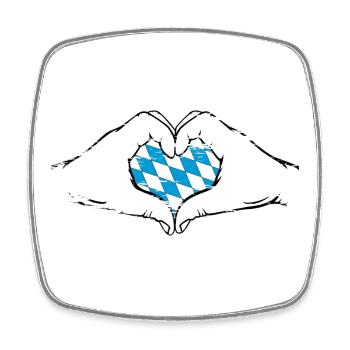 Bavaria Flag Hands Heart Shape Used - Square fridge magnet - white - Front