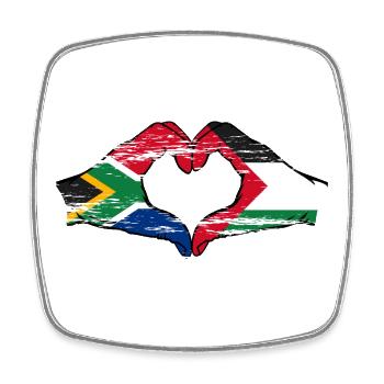 South Africa Palestine Flag Hands Heart Shape Used - Square fridge magnet - white - Front
