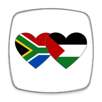 Afrique du Sud Palestine drapeau coeur - Magnet carré - blanc - Devant
