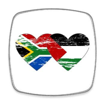 Afrique du Sud Palestine drapeau coeur utilisé - Magnet carré - blanc - Devant