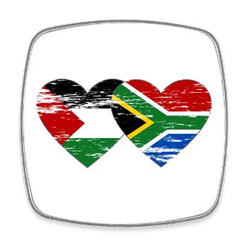 Palästina Südafrika Flagge Herz used - Viereckiger Kühlschrankmagnet - Weiß - Vorne
