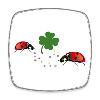 Ladybug Shamrock Lucky - Square fridge magnet - white - Front