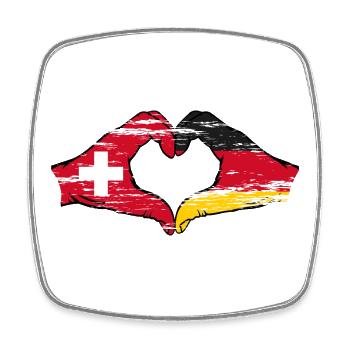 Schweiz Deutschland Flagge Hände Herzform used - Viereckiger Kühlschrankmagnet - Weiß - Vorne