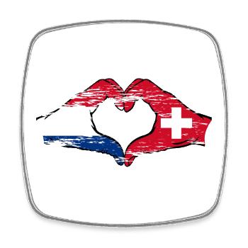 Holland Switzerland Flag Hands Heart Shape Used - Square fridge magnet - white - Front