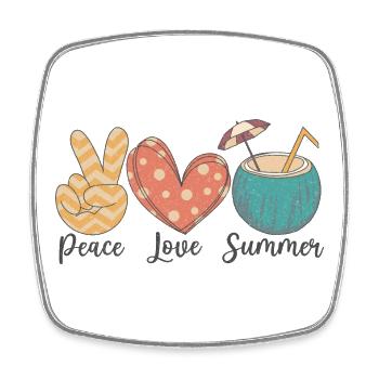 Frieden Liebe Sommer - Viereckiger Kühlschrankmagnet - Weiß - Vorne