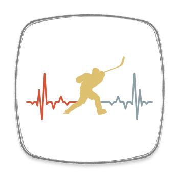 Hockey sur glace battement de cœur Vintage Look - Magnet carré - blanc - Devant