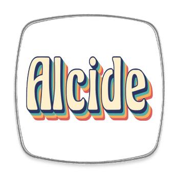 Alcide t-shirt retro vintage t-shirt gift idea - Square fridge magnet - white - Front