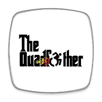 The Quadfather. Humor for wheelchair users * - Square fridge magnet - white - Front