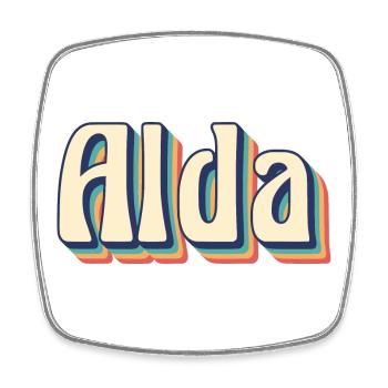 Alda Retro Vintage T-Shirt Geschenkidee T-Shirt - Viereckiger Kühlschrankmagnet - Weiß - Vorne