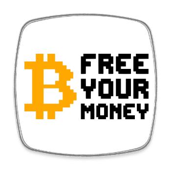 Free Your Money Digital Pixel Bitcoin - Viereckiger Kühlschrankmagnet - Weiß - Vorne