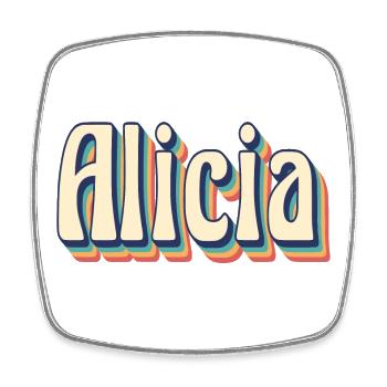 Vintage Retro Alicia T-Shirt T-Shirt Geschenkidee - Viereckiger Kühlschrankmagnet - Weiß - Vorne