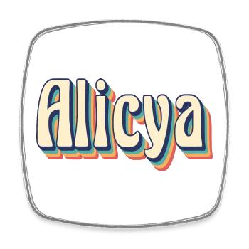Alicya t-shirt retro vintage t-shirt gift idea - Square fridge magnet - white - Front
