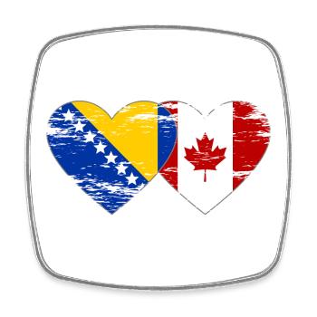Bosnien Kanada Flagge Herz used - Viereckiger Kühlschrankmagnet - Weiß - Vorne
