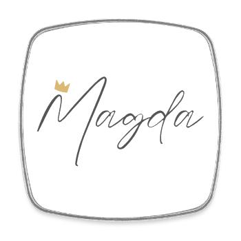 Chemise Princesse Magda – Nom avec la lettre M - Magnet carré - blanc - Devant