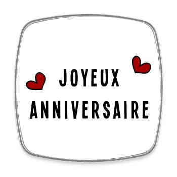 HAPPY BIRTHDAY. ANNIVERSAIRE - Magnet carré - blanc - Devant