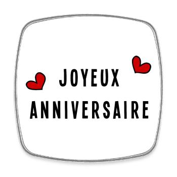 JOYEUX ANNIVERSAIRE - Magnet carré - blanc - Devant