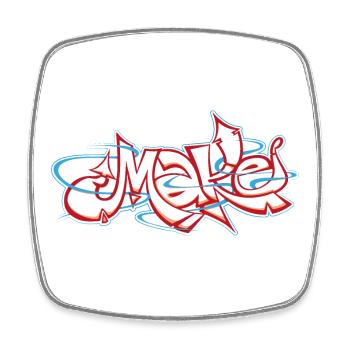 Graffiti rouge du mot faire - Magnet carré - blanc - Devant