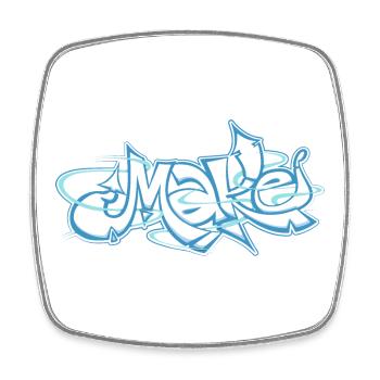 Le mot bleu fait des graffitis - Magnet carré - blanc - Devant