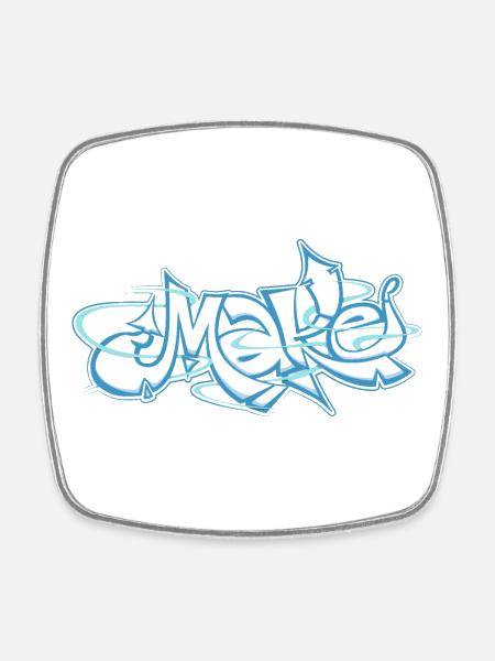 Le mot bleu fait des graffitis - Magnet carré - blanc