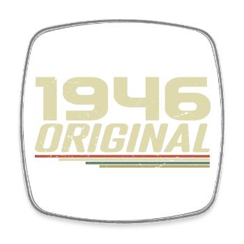 Born in 1946 Vintage 1946 Retro Anniversary 1946 - Square fridge magnet - white - Front