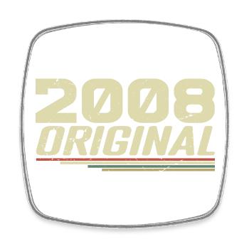 Born in 2008 Vintage 2008 Retro Birthday 2008 - Square fridge magnet - white - Front