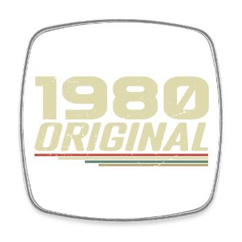 Born in 1980 Vintage 1980's Retro Anniversary 1980's - Square fridge magnet - white - Front