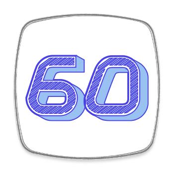 60. 60 YEARS. 60th ANNIVERSARY. 60TH BIRTHDAY. - Square fridge magnet - white - Front