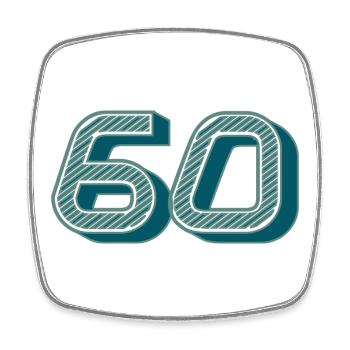 60. 60 JAHRE. 60. JAHRESTAG. 60. GEBURTSTAG. - Viereckiger Kühlschrankmagnet - Weiß - Vorne