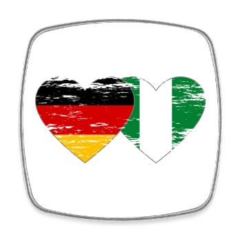 Germany Nigeria flag heart used - Square fridge magnet - white - Front