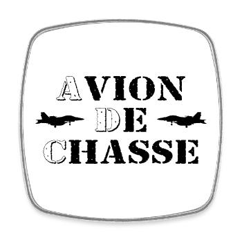 Avion de Chasse - Magnet carré - blanc - Devant