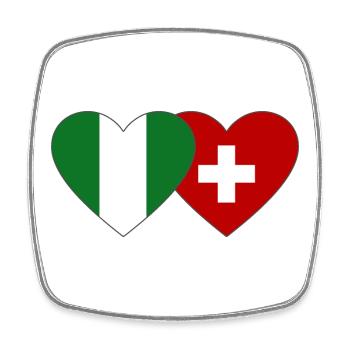 Nigeria Schweiz Flagge Herz - Viereckiger Kühlschrankmagnet - Weiß - Vorne