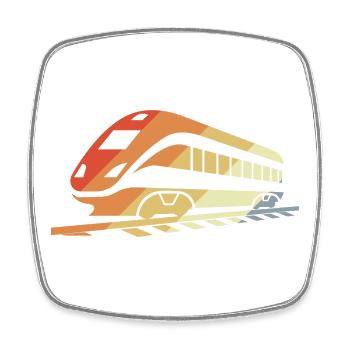 Railway Retro Style - Square fridge magnet - white - Front